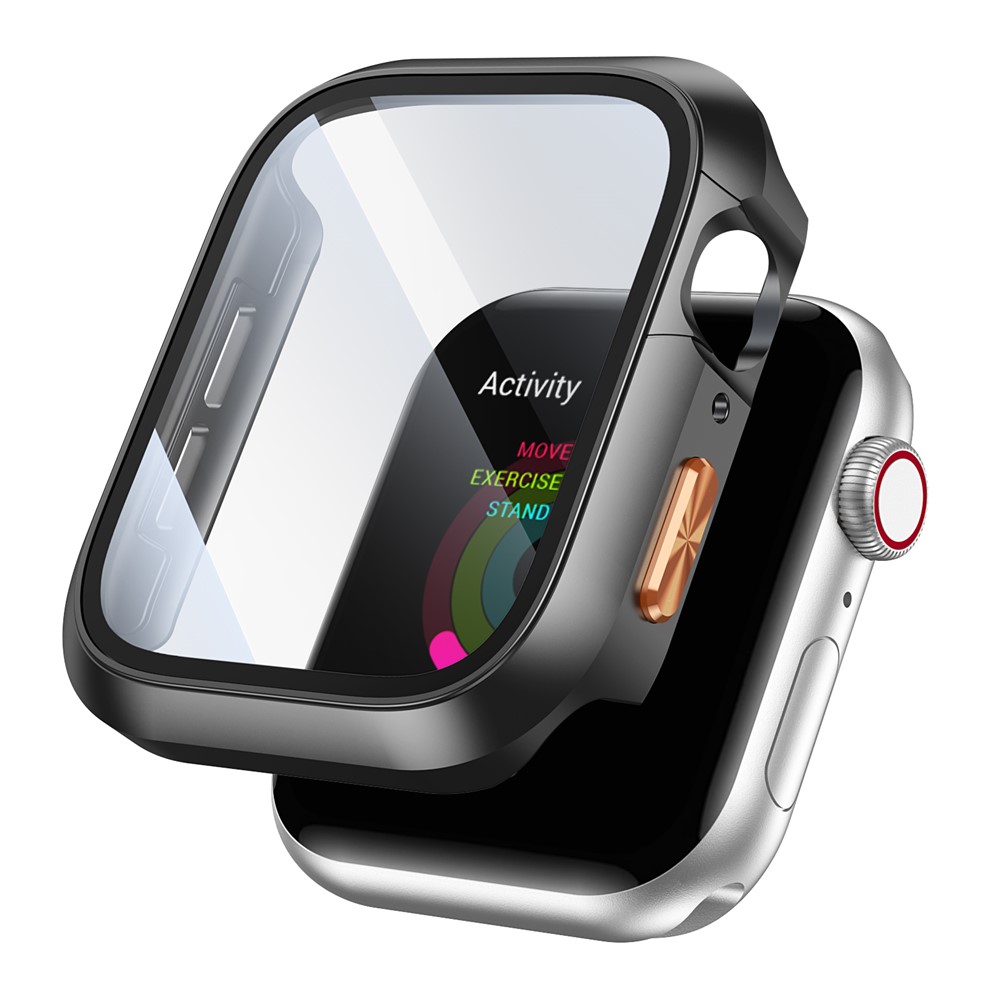 Apple Watch Series10/11 46mm - Orange Texture Button Titanium Black — estuche