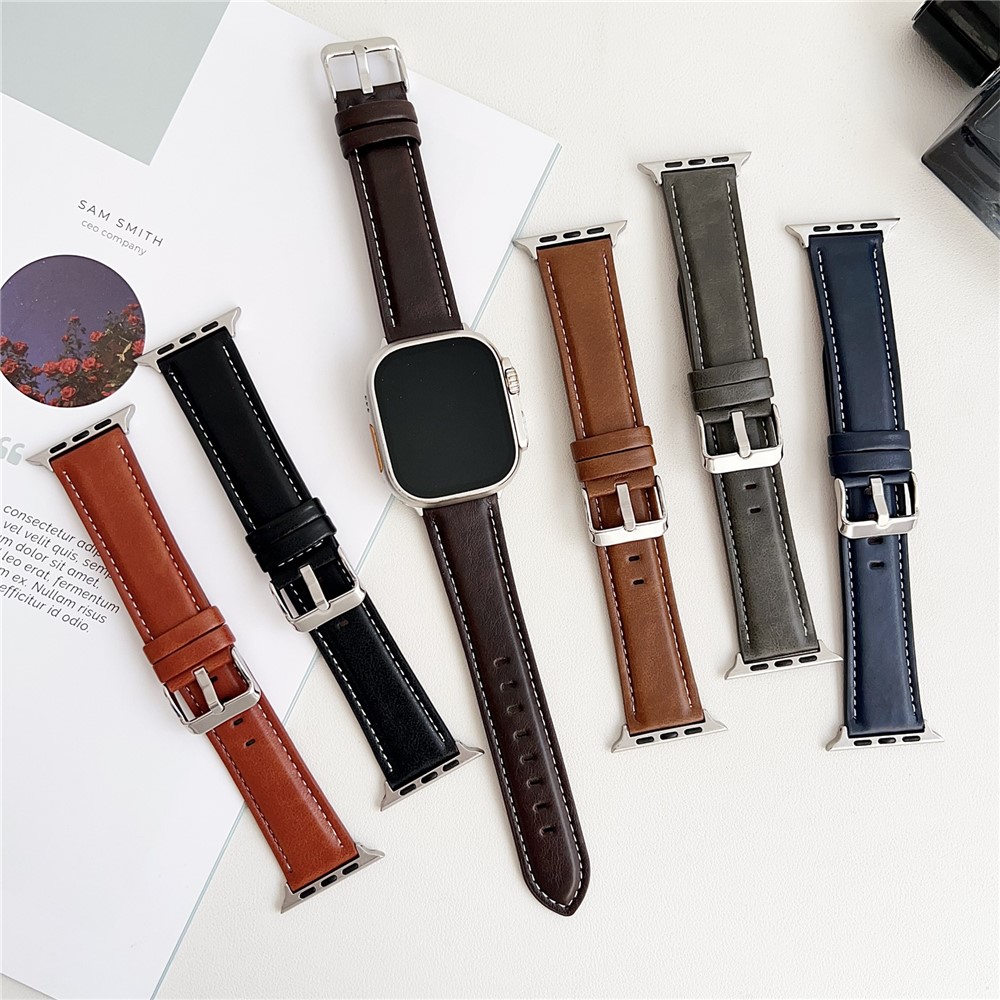 Apple Watch 46/49mm - Leather Strap Dark Brown — correa (foto 4 de 4)