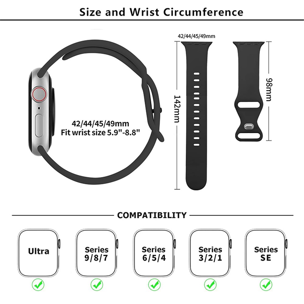 Apple Watch 46/49mm - KALEBOL Silicone Strap Grey — correa (foto 6 de 7)