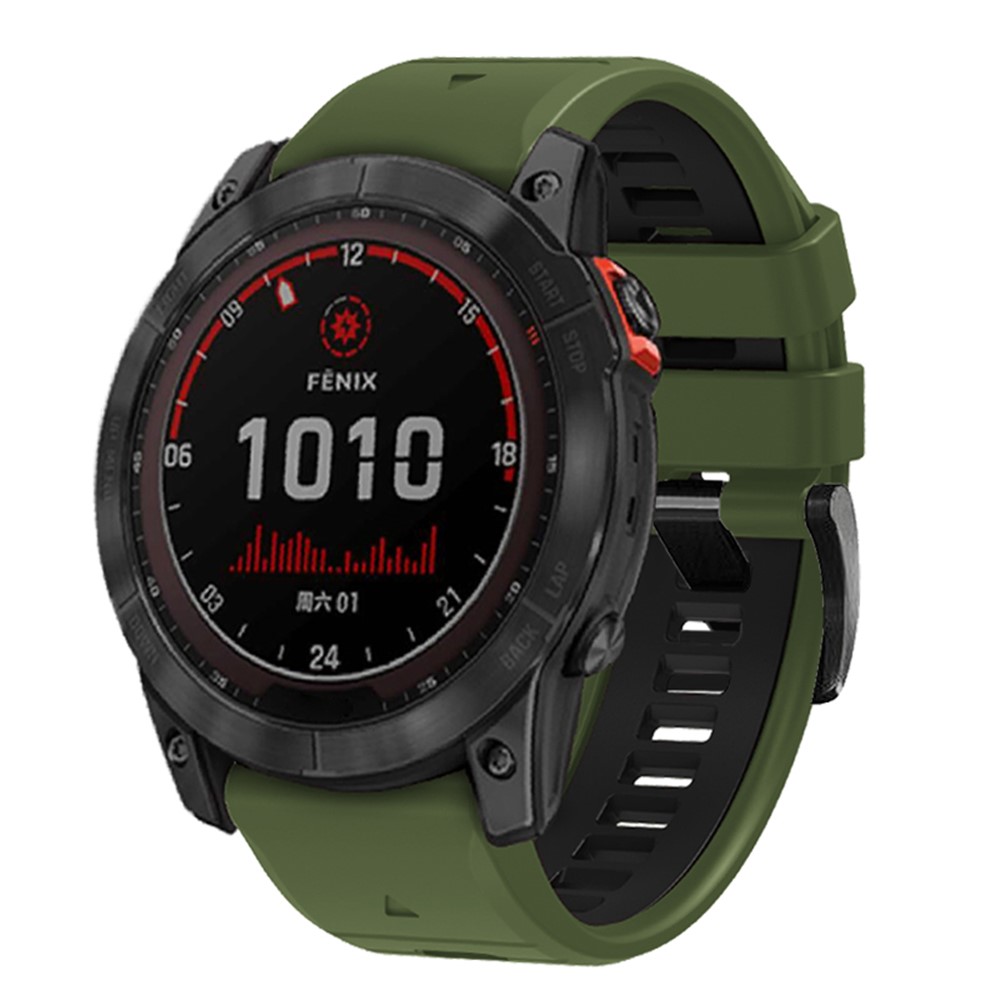 Garmin - Fenix 7X/7X Pro Dual Color Sport Strap Army Green Black — correa (foto 2 de 5)