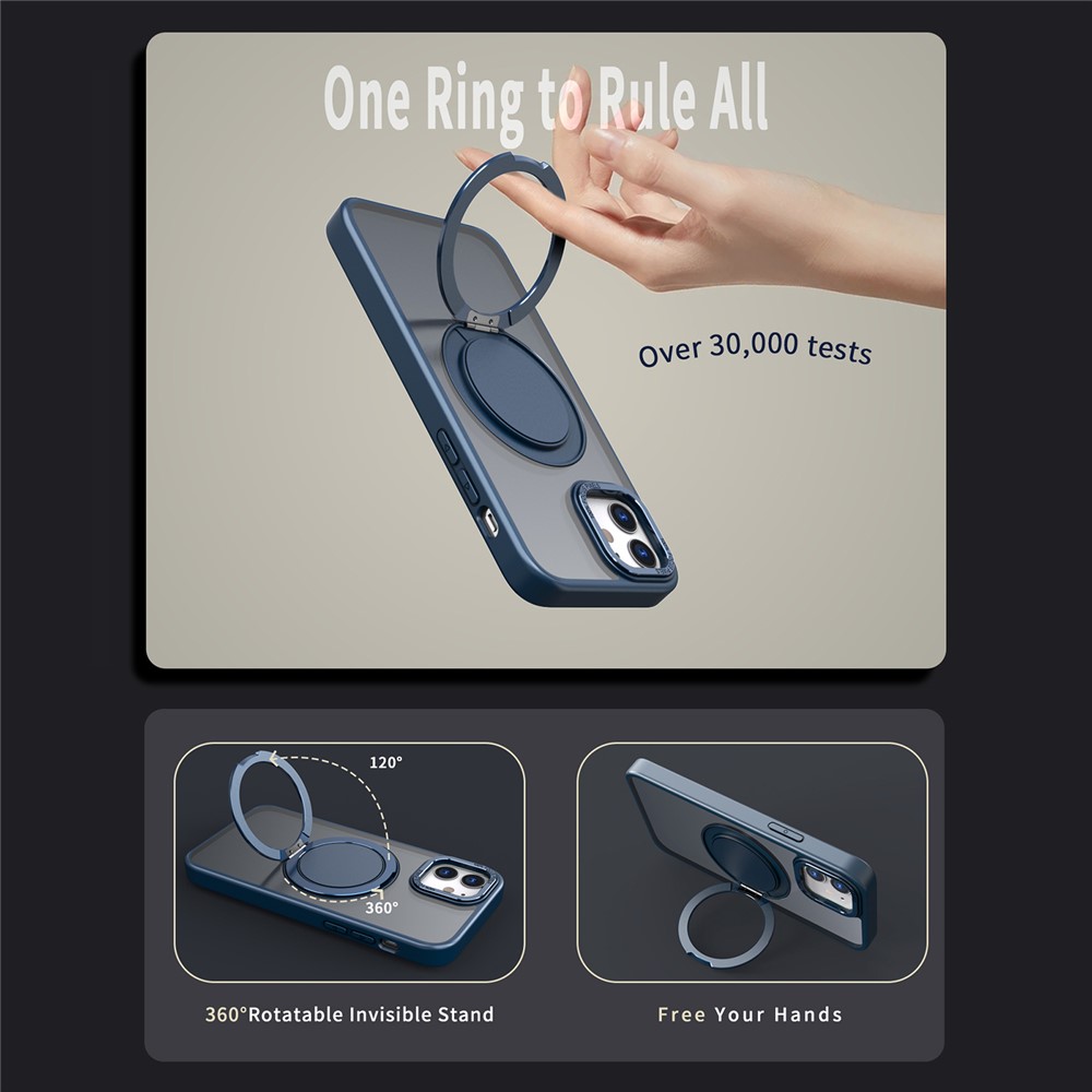 iPhone 11 - Case Ring Holder Kickstand Navy Blue — estuche (foto 4 de 6)