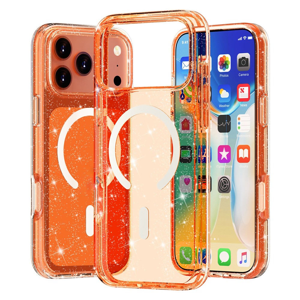 iPhone 17 Pro Max - TPU Glitter Powder Orange — estuche