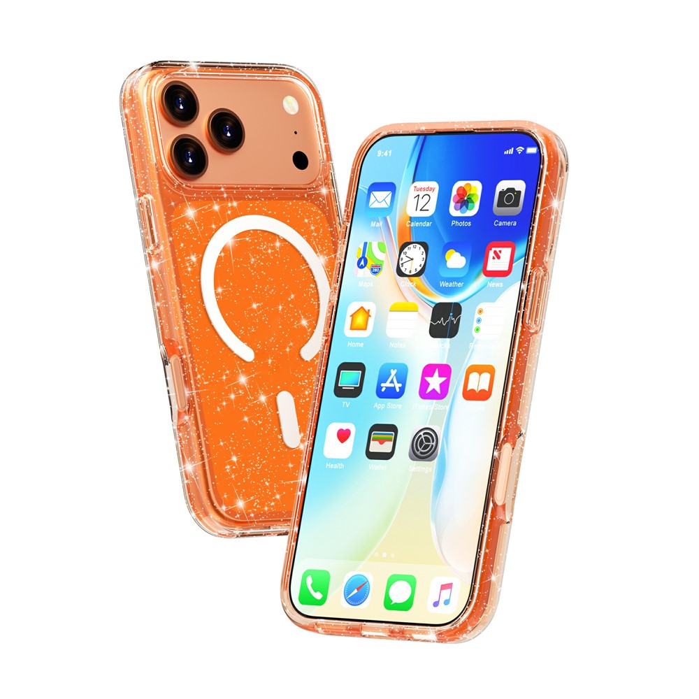 iPhone 17 Pro Max - TPU Glitter Powder Orange — estuche (foto 3 de 10)