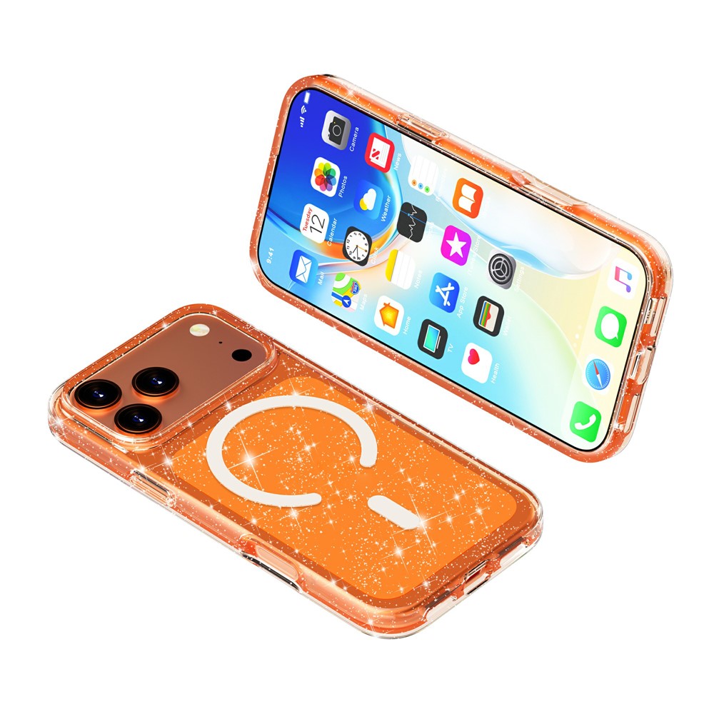 iPhone 17 Pro Max - TPU Glitter Powder Orange — estuche (foto 4 de 10)