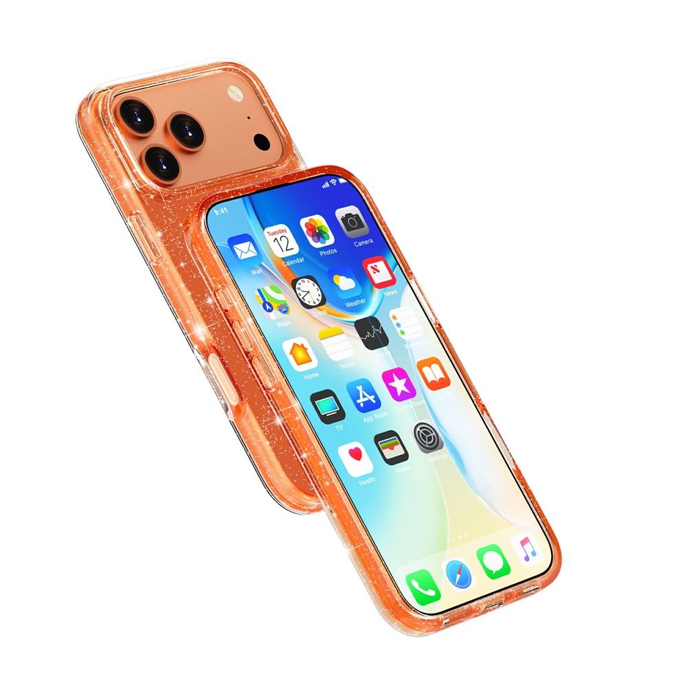 iPhone 17 Pro Max - TPU Glitter Powder Orange — estuche (foto 6 de 10)