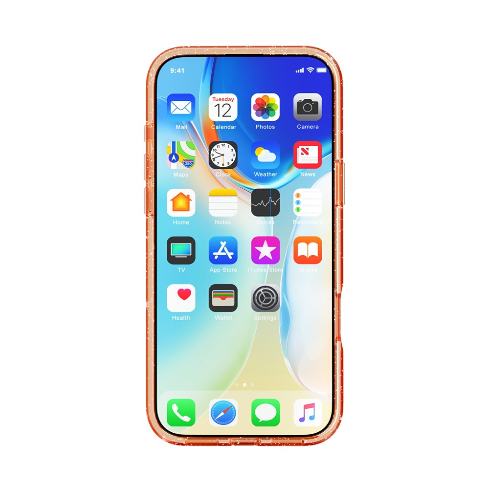 iPhone 17 Pro Max - TPU Glitter Powder Orange — estuche (foto 8 de 10)