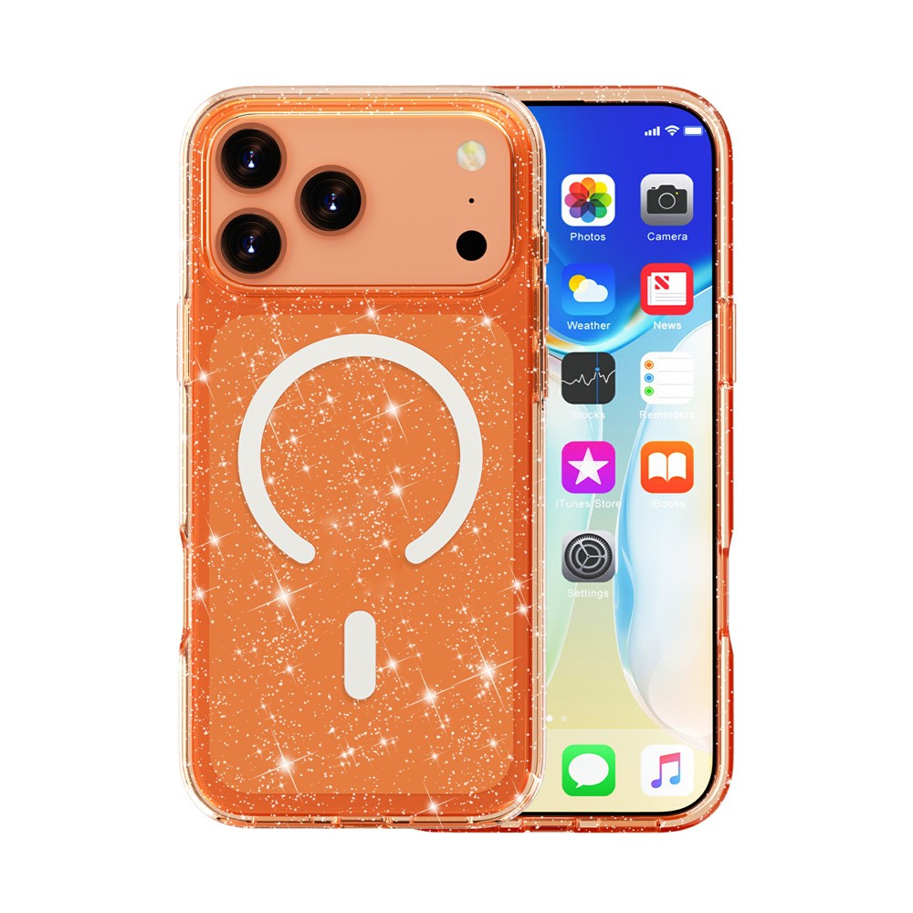 iPhone 17 Pro Max - TPU Glitter Powder Orange — estuche (foto 9 de 10)