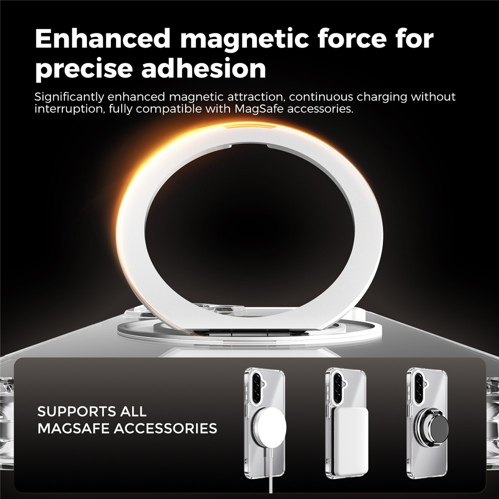 Samsung Galaxy A17 - ABEEL Magnetic Rotating Shockproof Silver — estuche (foto 6 de 11)
