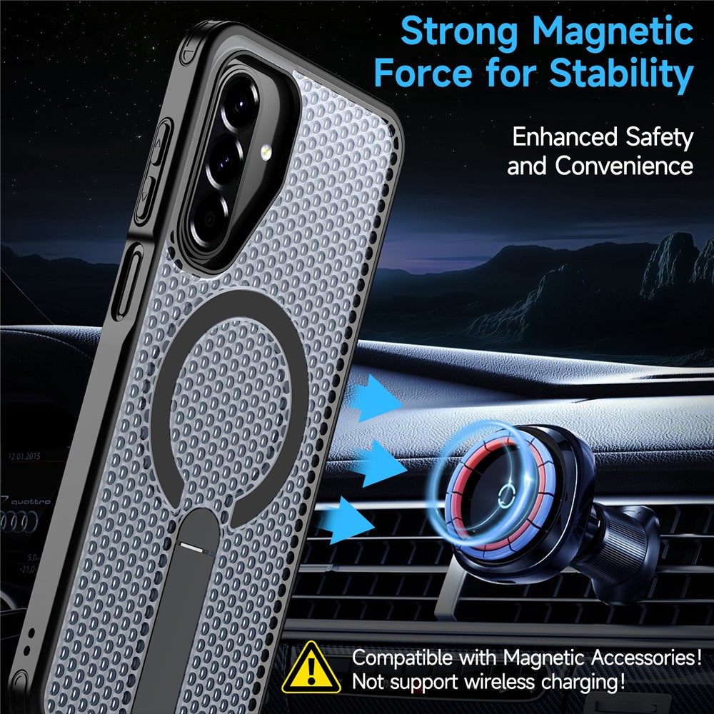 Samsung Galaxy A17 - Magnetic Kickstand Grid Black — estuche (foto 2 de 7)