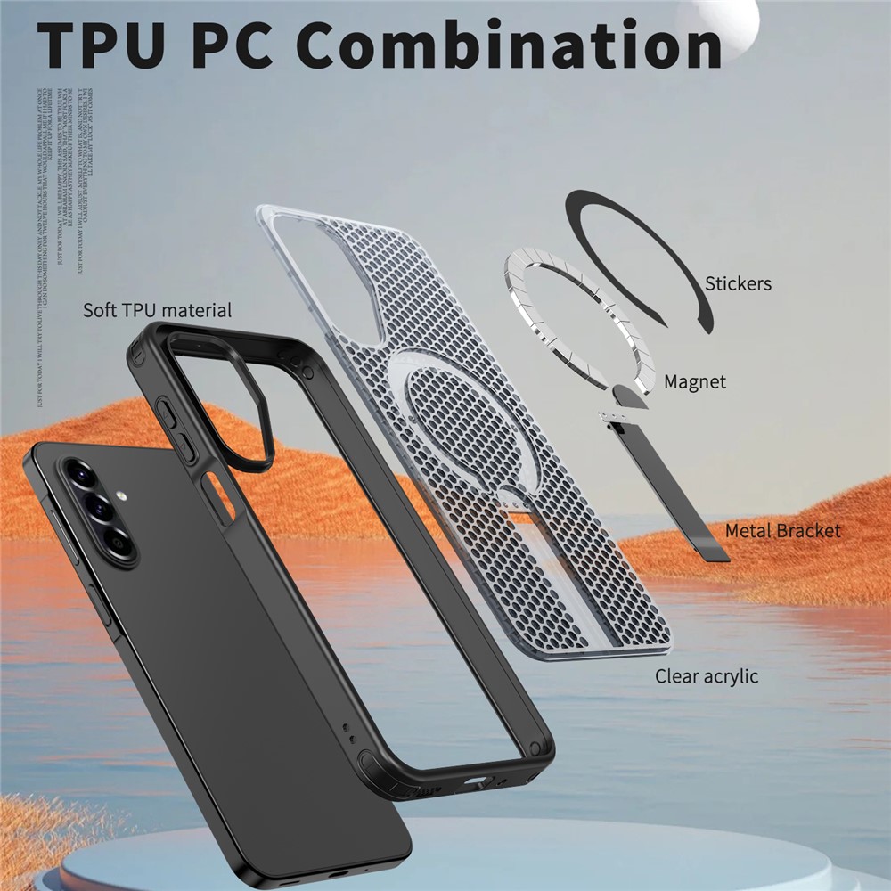 Samsung Galaxy A17 - Magnetic Kickstand Grid Black — estuche (foto 5 de 7)