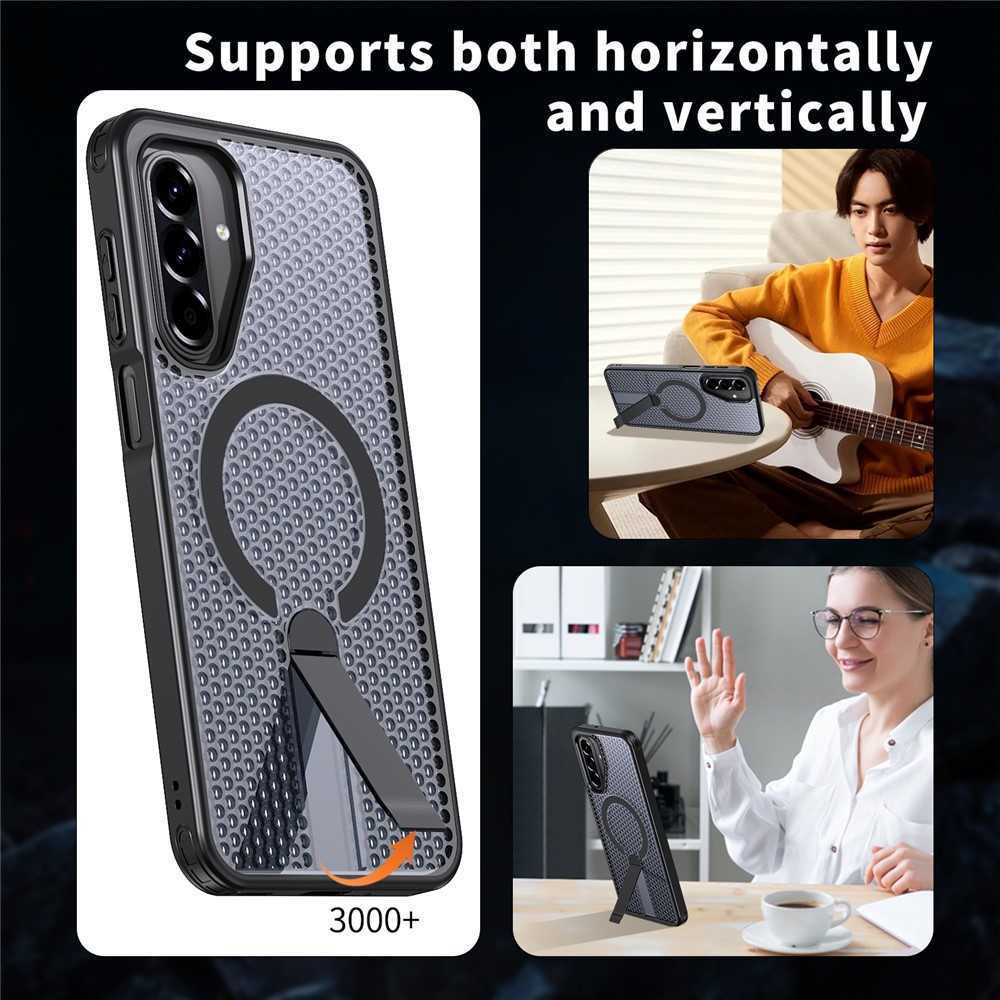 Samsung Galaxy A17 - Magnetic Kickstand Grid Black — estuche (foto 6 de 7)