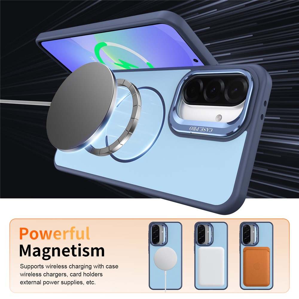 Samsung Galaxy A57 - Skin Touch Magnetic Kickstand Blue — estuche (foto 4 de 7)