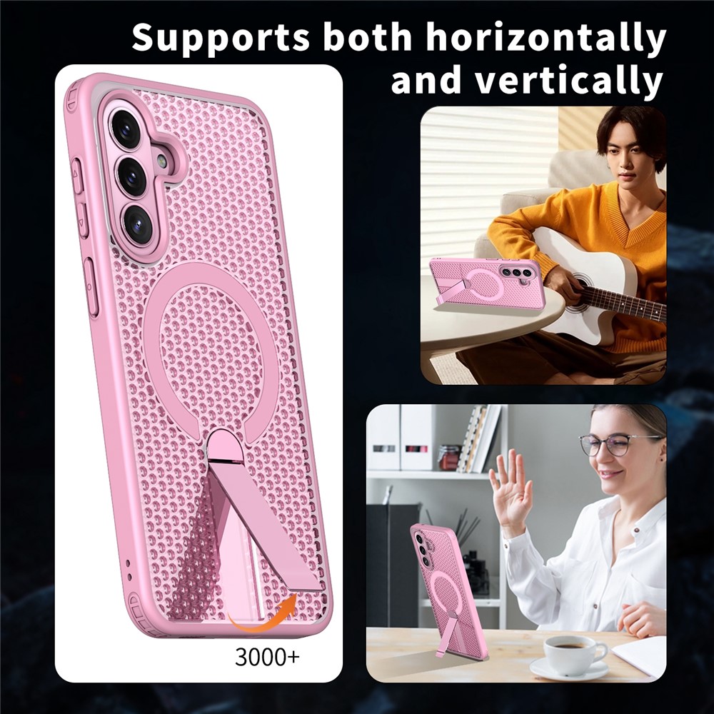 Samsung Galaxy A57 - Kickstand Grid Texture Pink — estuche (foto 6 de 7)