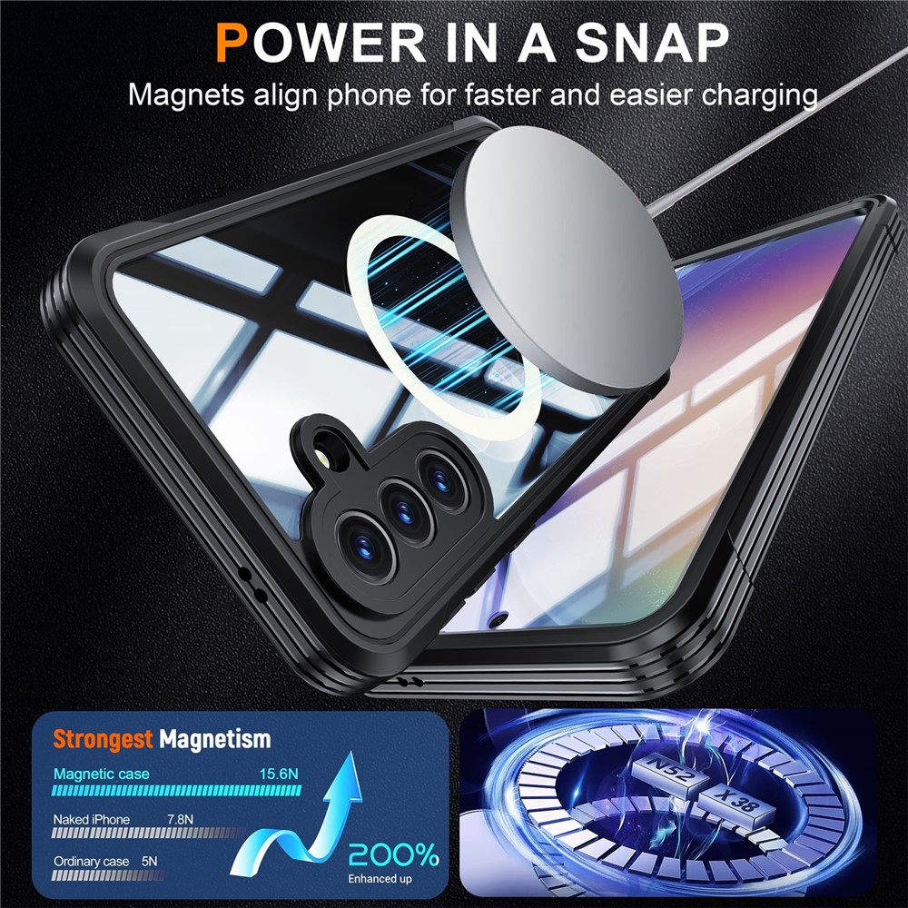 Samsung Galaxy A57 - Magnetic Case With Tempered Glass Black — estuche (foto 4 de 7)