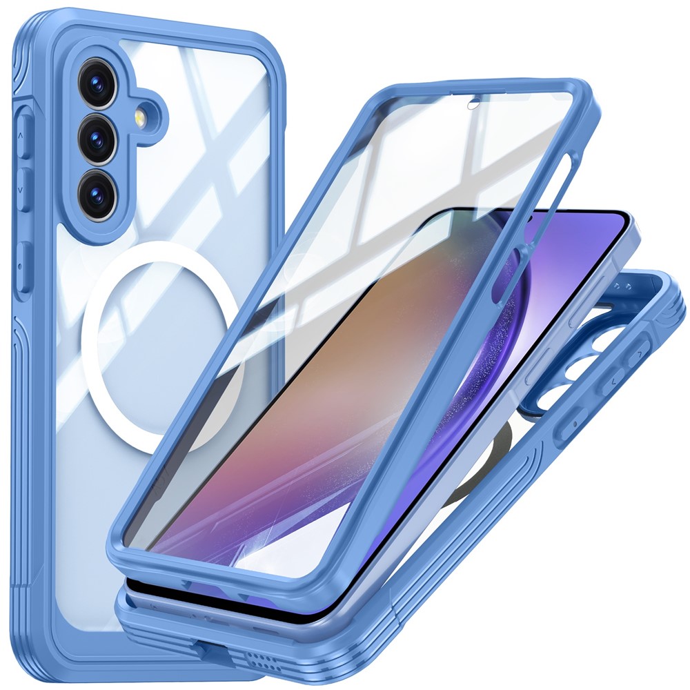 Samsung Galaxy A57 - Magnetic Case With Tempered Glass Sky Blue — estuche