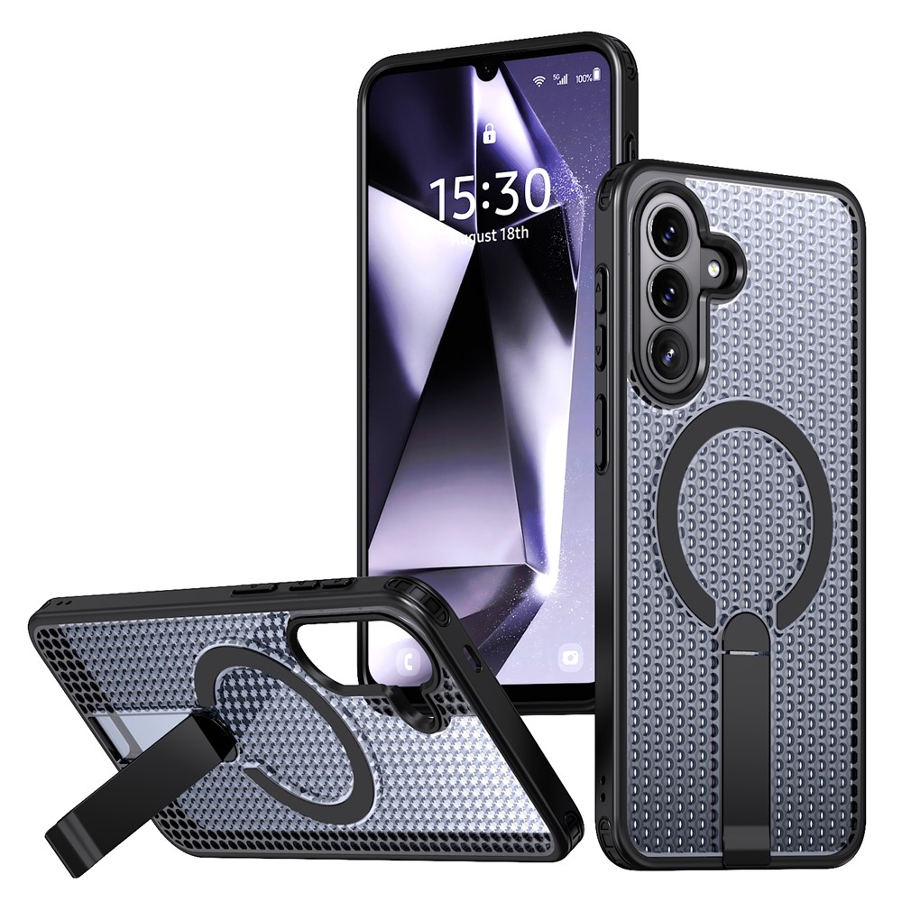 Samsung Galaxy A57 - Kickstand Grid Texture Black