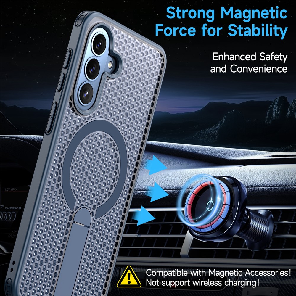 Samsung Galaxy A57 - Kickstand Grid Texture Blue — estuche (foto 2 de 7)