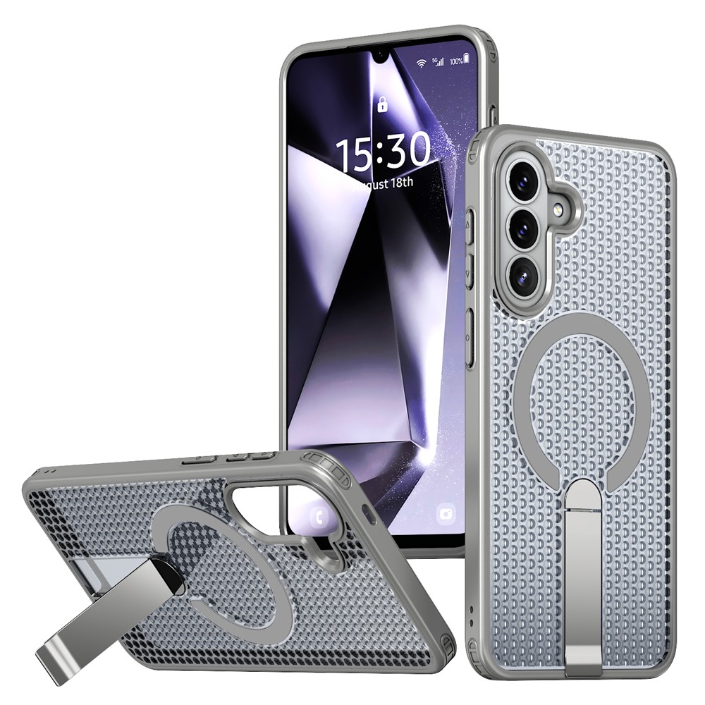 Samsung Galaxy A57 - Kickstand Grid Texture Titanium Grey