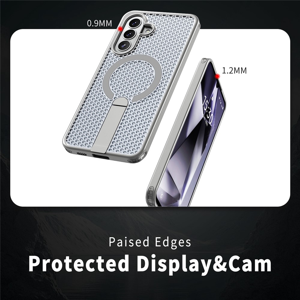 Samsung Galaxy A57 - Kickstand Grid Texture Titanium Grey — estuche (foto 4 de 7)