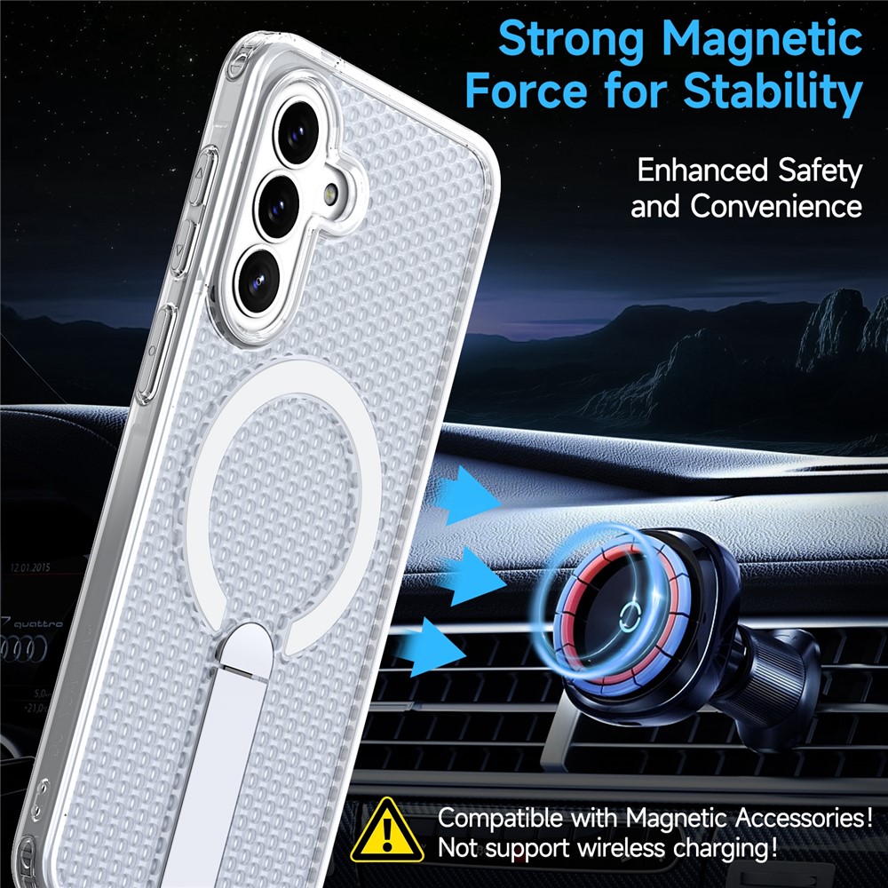 Samsung Galaxy A57 - Kickstand Grid Texture Transparent — estuche (foto 2 de 7)