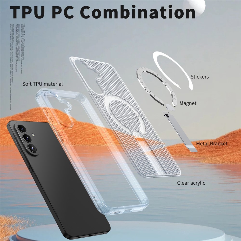 Samsung Galaxy A57 - Kickstand Grid Texture Transparent — estuche (foto 5 de 7)