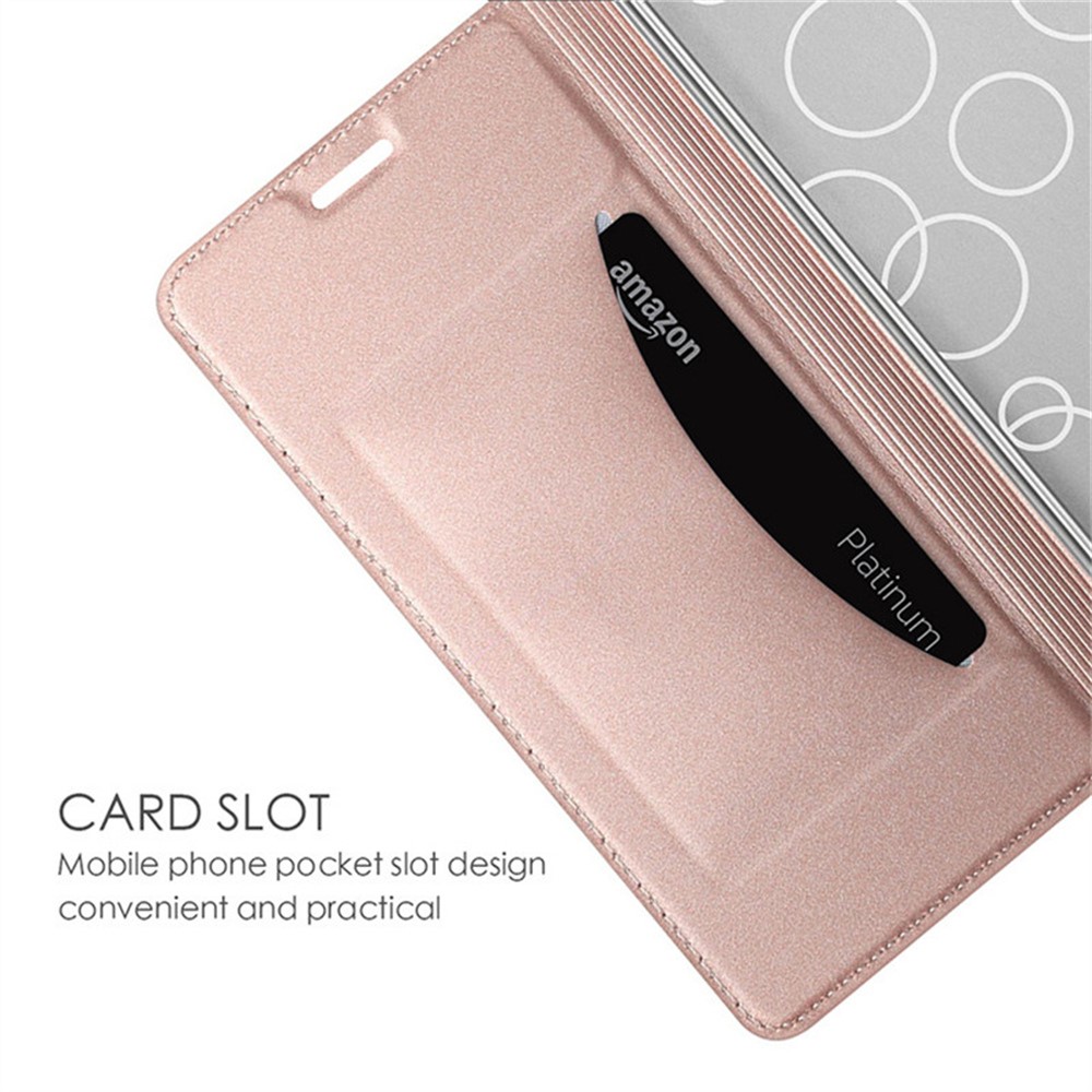 Samsung Galaxy A57 - PU Leather Card Holder Stand Rose Gold — estuche (foto 4 de 6)