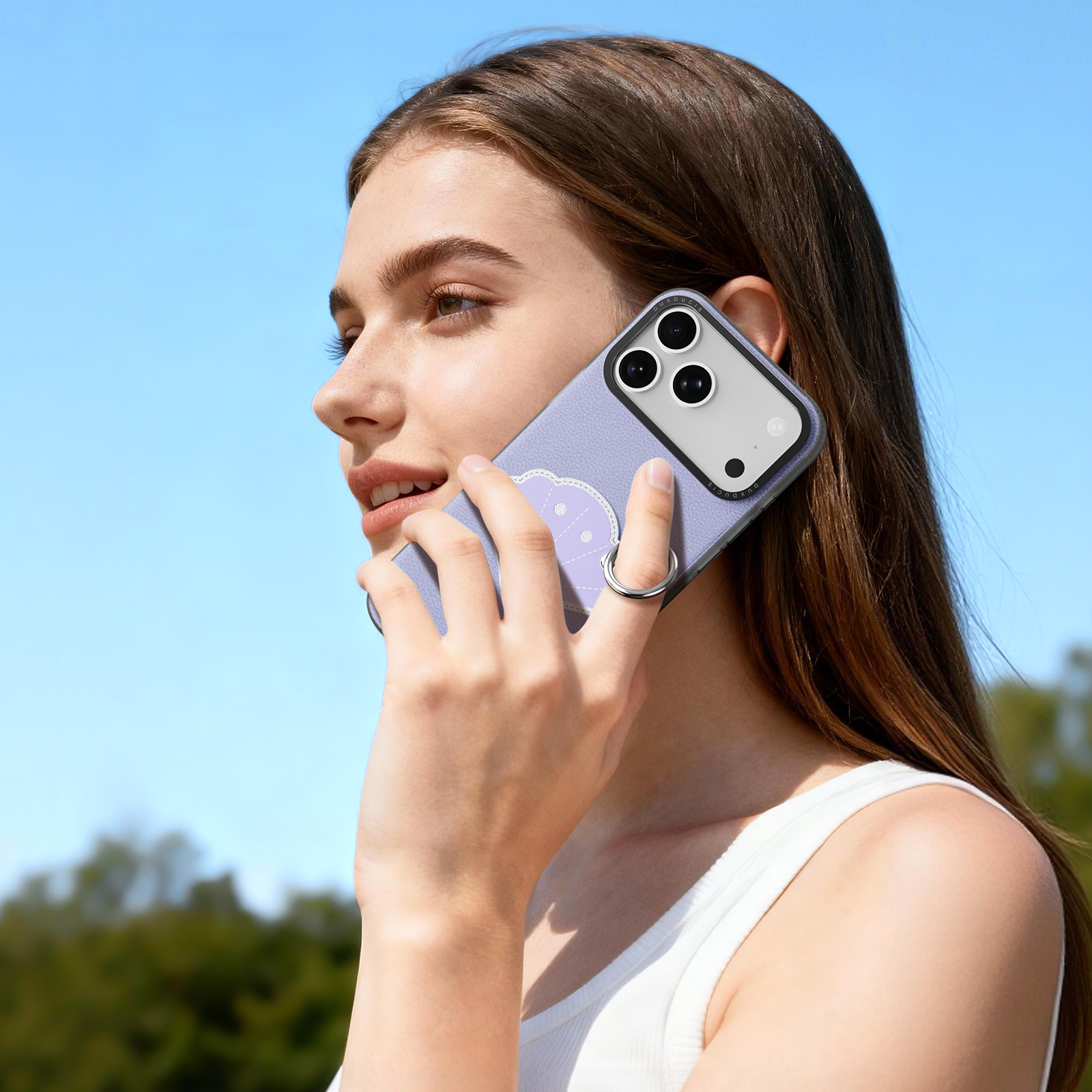 iPhone 18 Pro/17 Pro - DUX DUCIS Luvy Series Finger Ring Lilac Purple Shell — estuche (foto 2 de 7)