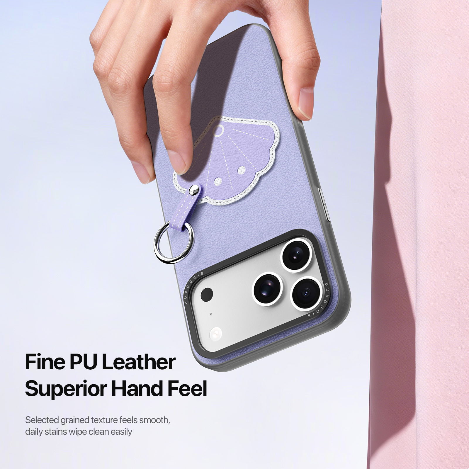 iPhone 18 Pro/17 Pro - DUX DUCIS Luvy Series Finger Ring Lilac Purple Shell — estuche (foto 4 de 7)