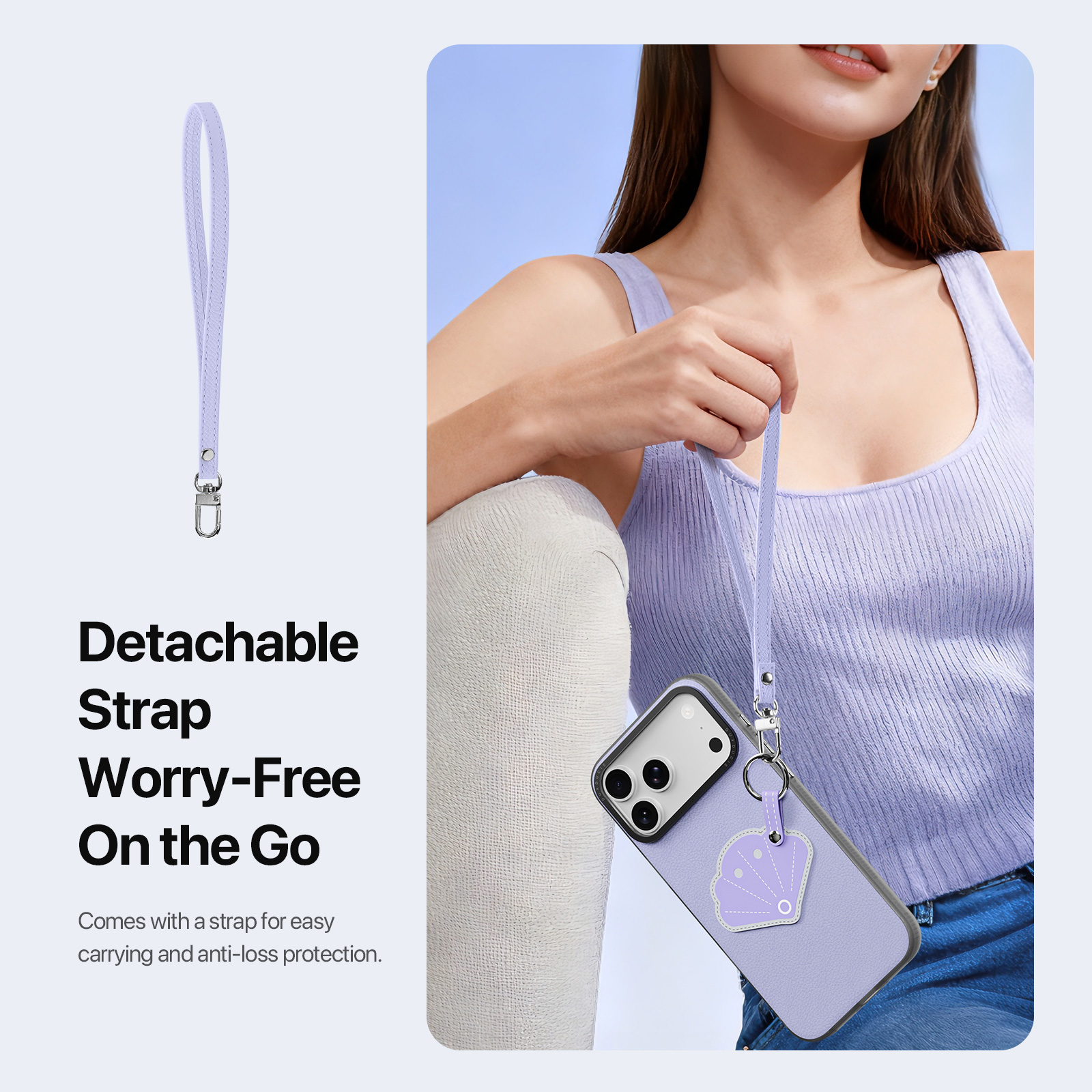 iPhone 18 Pro/17 Pro - DUX DUCIS Luvy Series Finger Ring Lilac Purple Shell — estuche (foto 5 de 7)