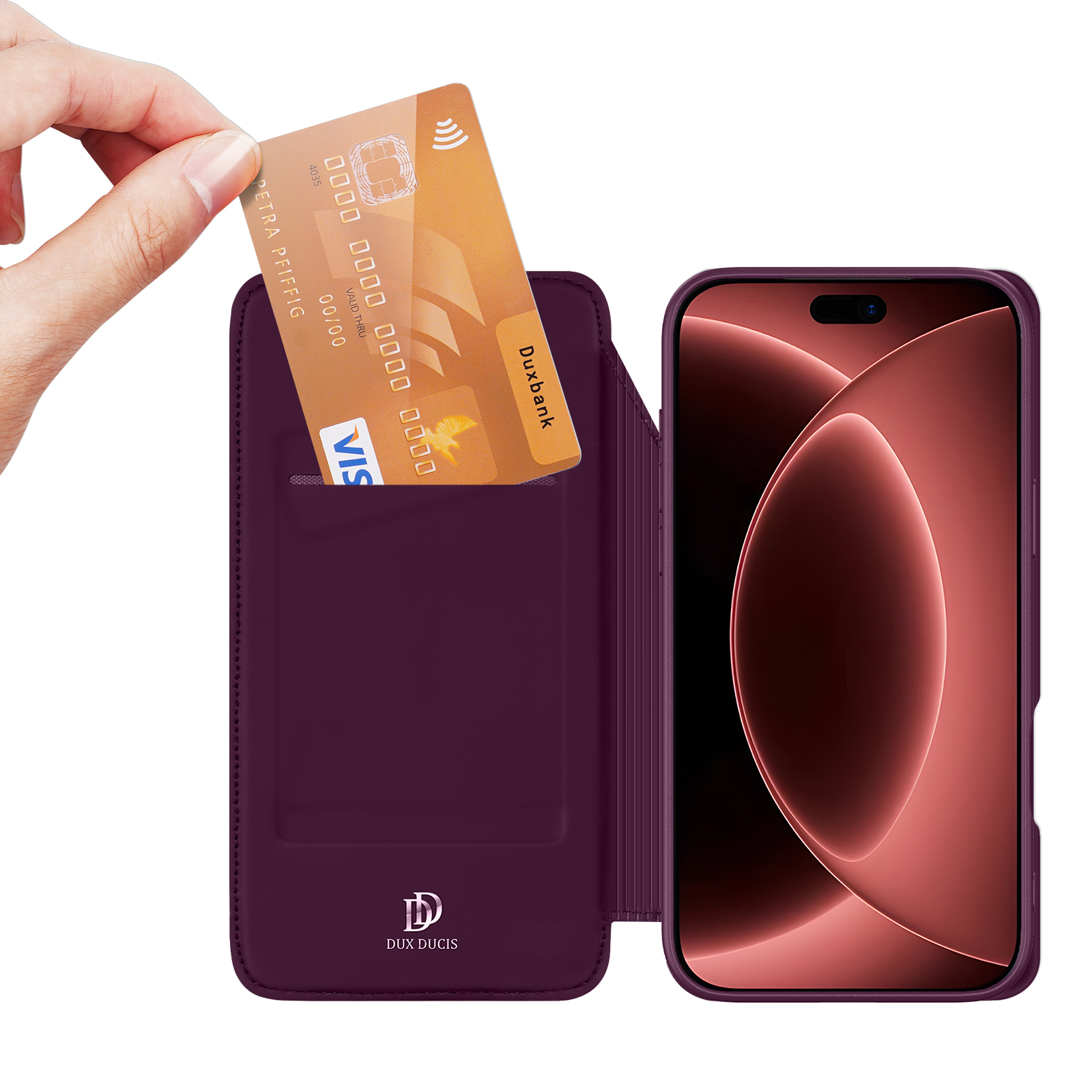 iPhone 18 Pro/17 Pro - DUX DUCIS Skin Pro Dark Cherry — estuche (foto 3 de 7)
