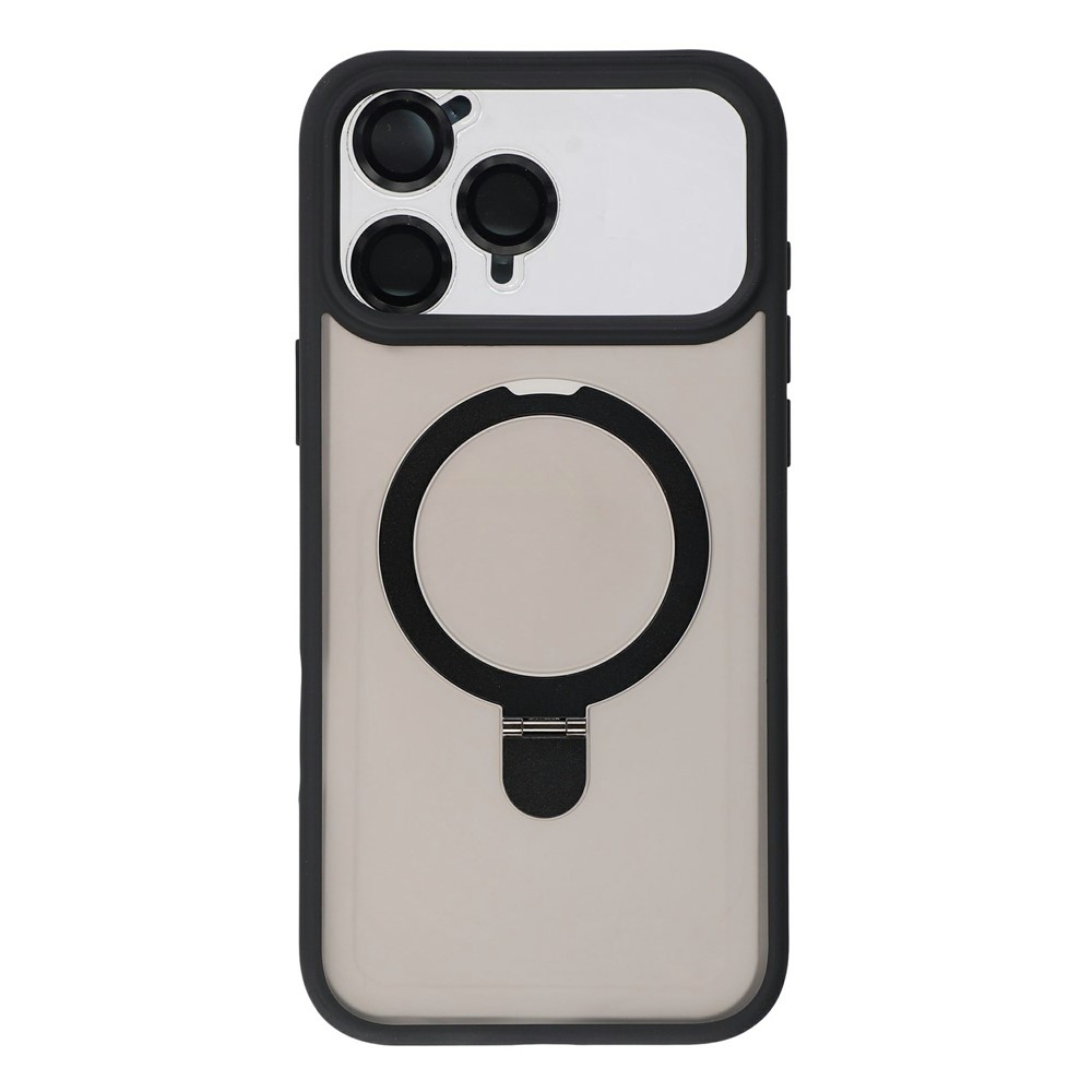 iPhone 18 Pro/17 Pro - Foldable Kickstand Frosted With Lens Protector Black — estuche