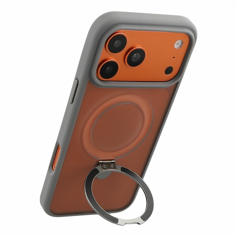 iPhone 18 Pro/17 Pro - Foldable Kickstand Frosted With Lens Protector Grey — estuche (foto 3 de 5)