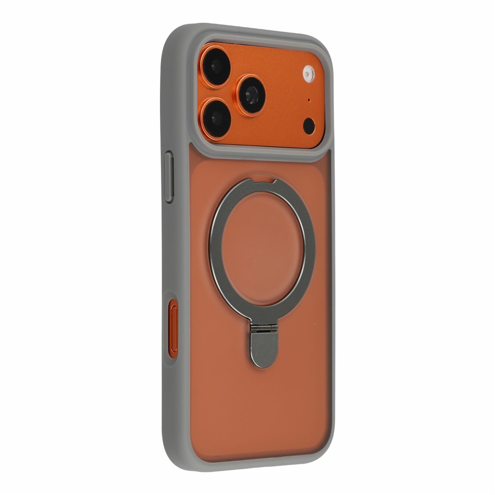 iPhone 18 Pro/17 Pro - Foldable Kickstand Frosted With Lens Protector Grey — estuche (foto 4 de 5)