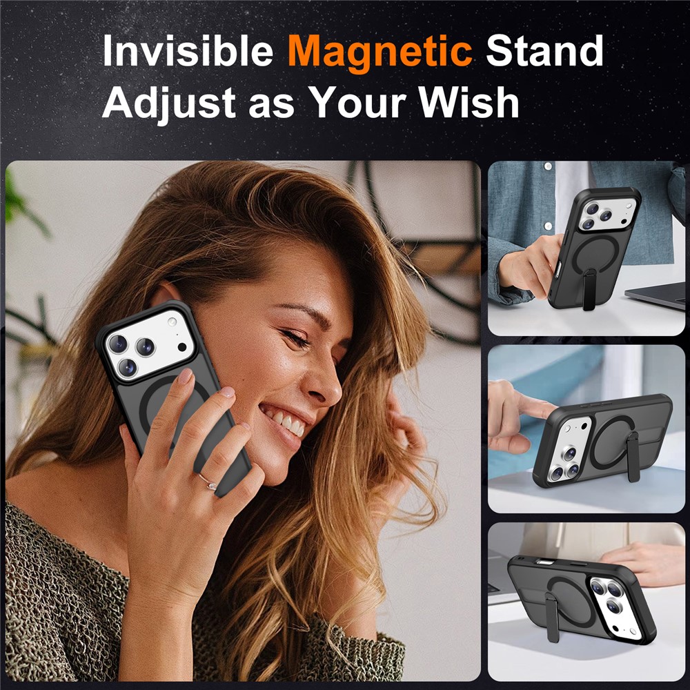 iPhone 18 Pro/17 Pro - Kickstand Drop Protection With MagSafe Black — estuche (foto 3 de 7)