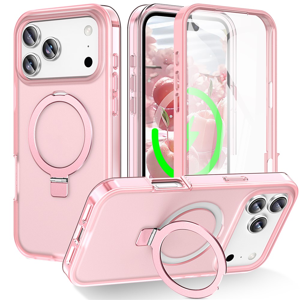 iPhone 18 Pro/17 Pro - Kickstand Frosted With Pet Screen Pink — estuche