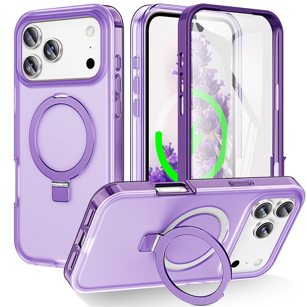 iPhone 18 Pro/17 Pro - Kickstand Frosted With Pet Screen Purple — estuche