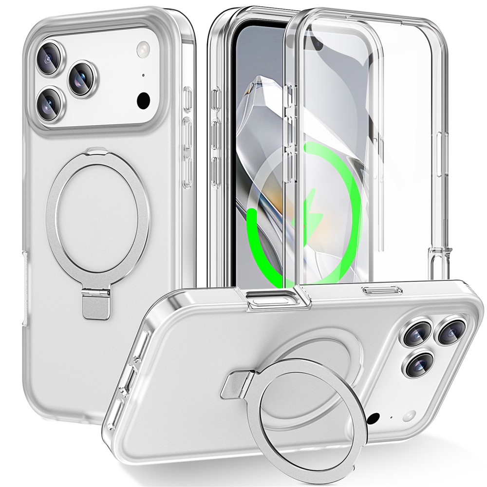 iPhone 18 Pro/17 Pro - Kickstand Frosted With Pet Screen Transparent — estuche