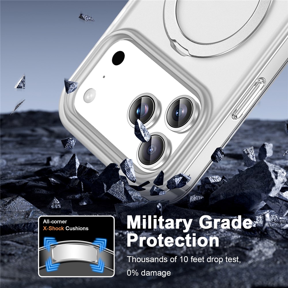 iPhone 18 Pro/17 Pro - Kickstand Frosted With Pet Screen Transparent — estuche (foto 4 de 6)