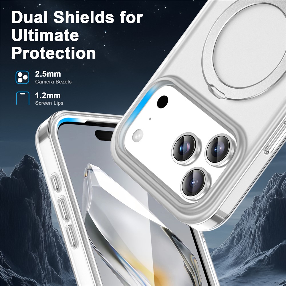 iPhone 18 Pro/17 Pro - Kickstand Frosted With Pet Screen Transparent — estuche (foto 5 de 6)