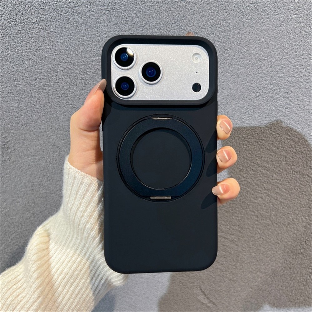 iPhone 18 Pro/17 Pro - Liquid Silicone Aluminum Kickstand With MagSafe Black — estuche