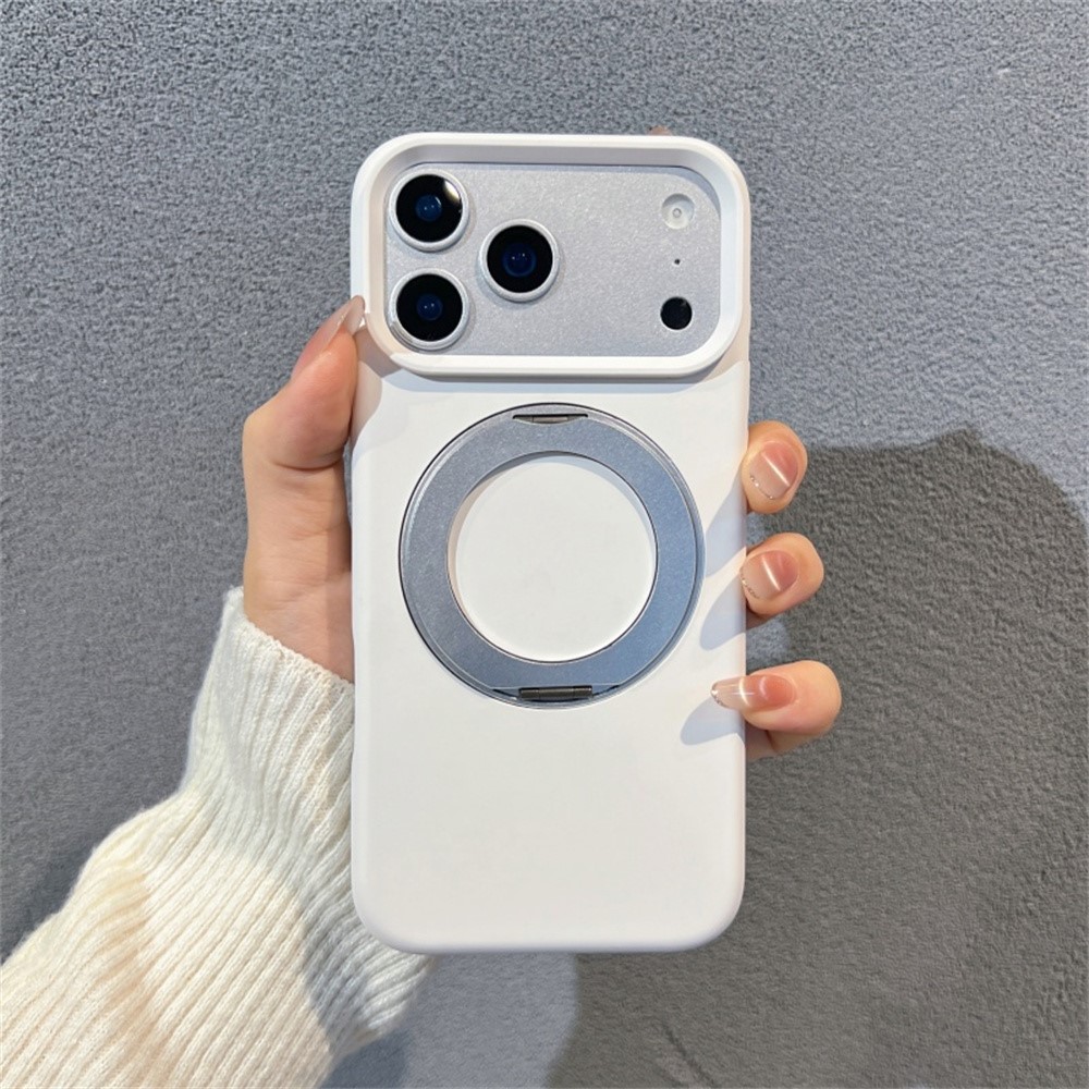 iPhone 18 Pro/17 Pro - Liquid Silicone Aluminum Kickstand With MagSafe White — estuche