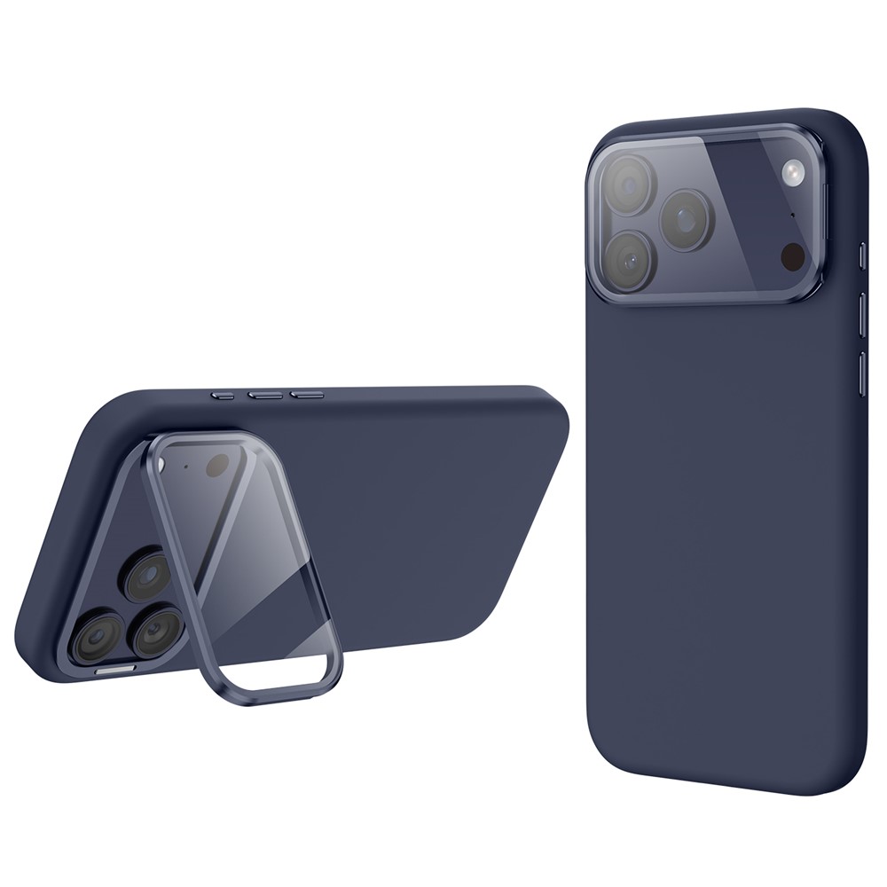 iPhone 18 Pro/17 Pro - Liquid Silicone Lens Protector Kickstand With MagSafe Blue — estuche