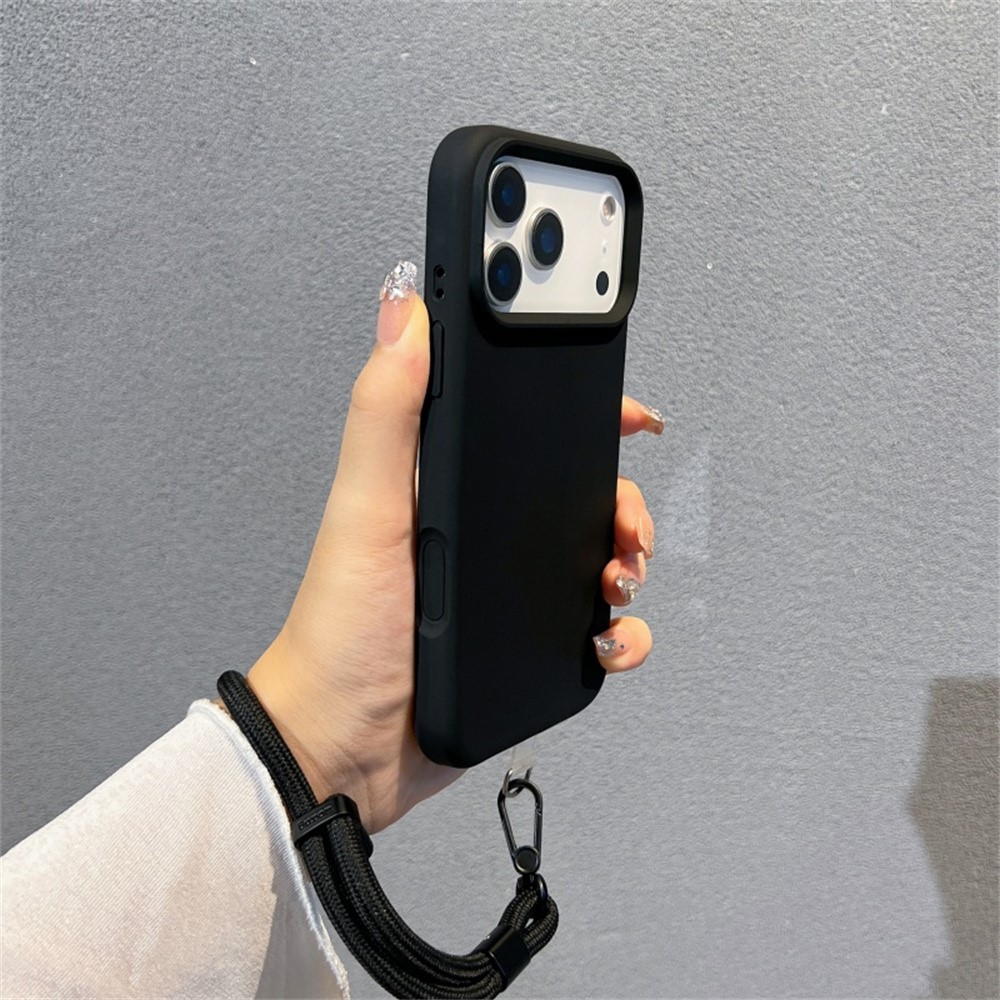 iPhone 18 Pro/17 Pro - Liquid Silicone Microfiber With Wrist Strap Black — estuche (foto 2 de 5)