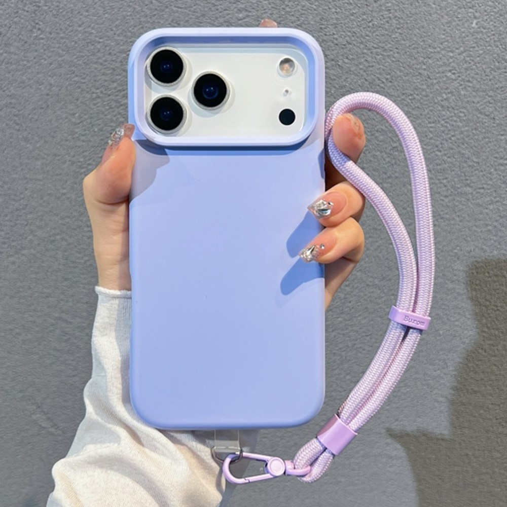 iPhone 18 Pro/17 Pro - Liquid Silicone Microfiber With Wrist Strap Light Purple — estuche