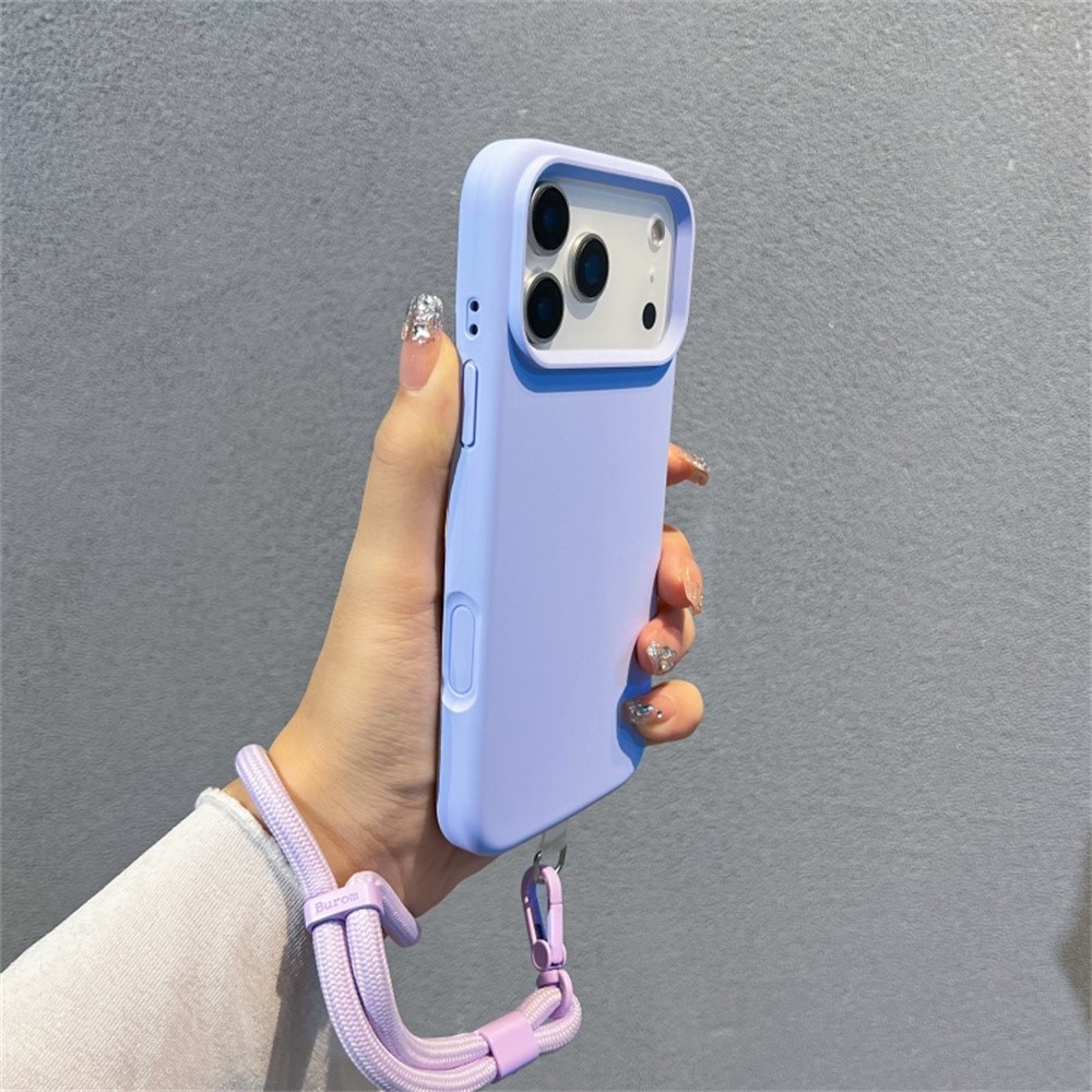 iPhone 18 Pro/17 Pro - Liquid Silicone Microfiber With Wrist Strap Light Purple — estuche (foto 2 de 5)