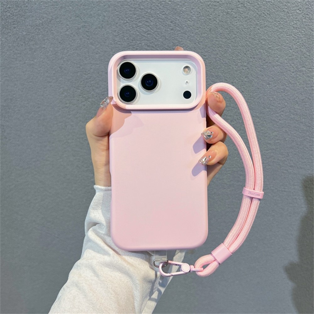 iPhone 18 Pro/17 Pro - Liquid Silicone Microfiber With Wrist Strap Pink — estuche (foto 2 de 5)