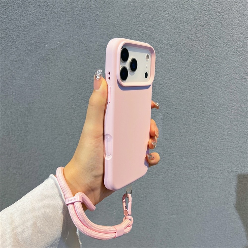 iPhone 18 Pro/17 Pro - Liquid Silicone Microfiber With Wrist Strap Pink — estuche (foto 3 de 5)