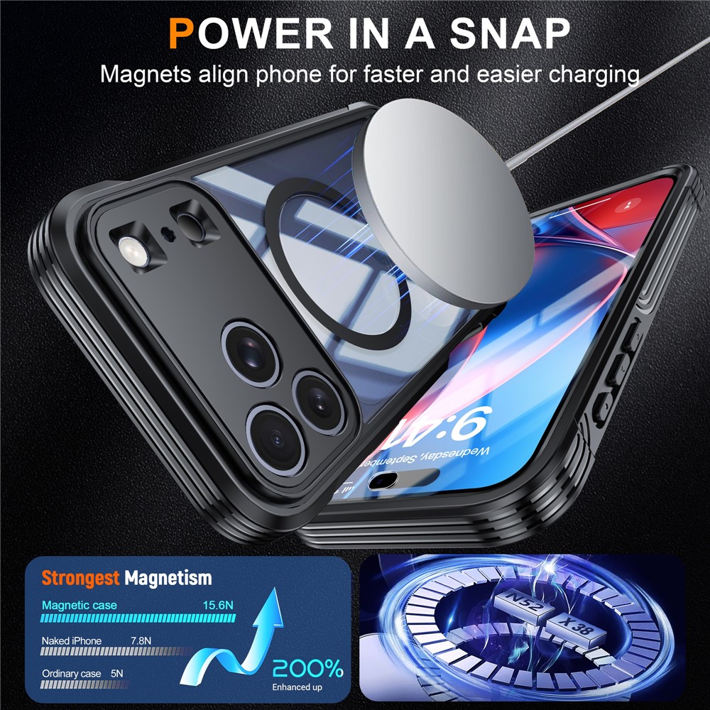 iPhone 18 Pro/17 Pro - Magnetic Case With Tempered Glass Black — estuche (foto 6 de 7)