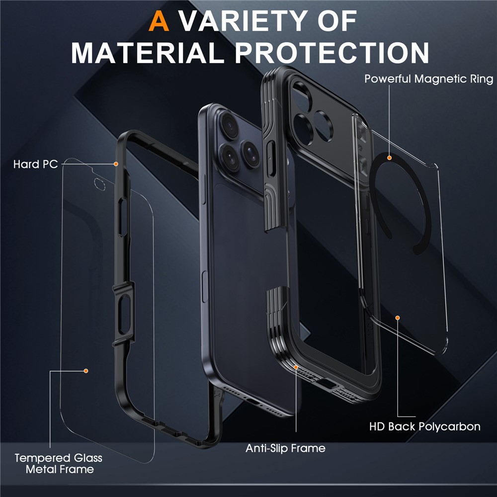 iPhone 18 Pro/17 Pro - Magnetic Case With Tempered Glass Black — estuche (foto 7 de 7)