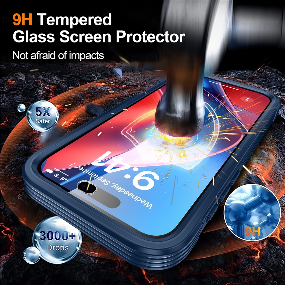 iPhone 18 Pro/17 Pro - Magnetic Case With Tempered Glass Dark Blue — estuche (foto 2 de 4)